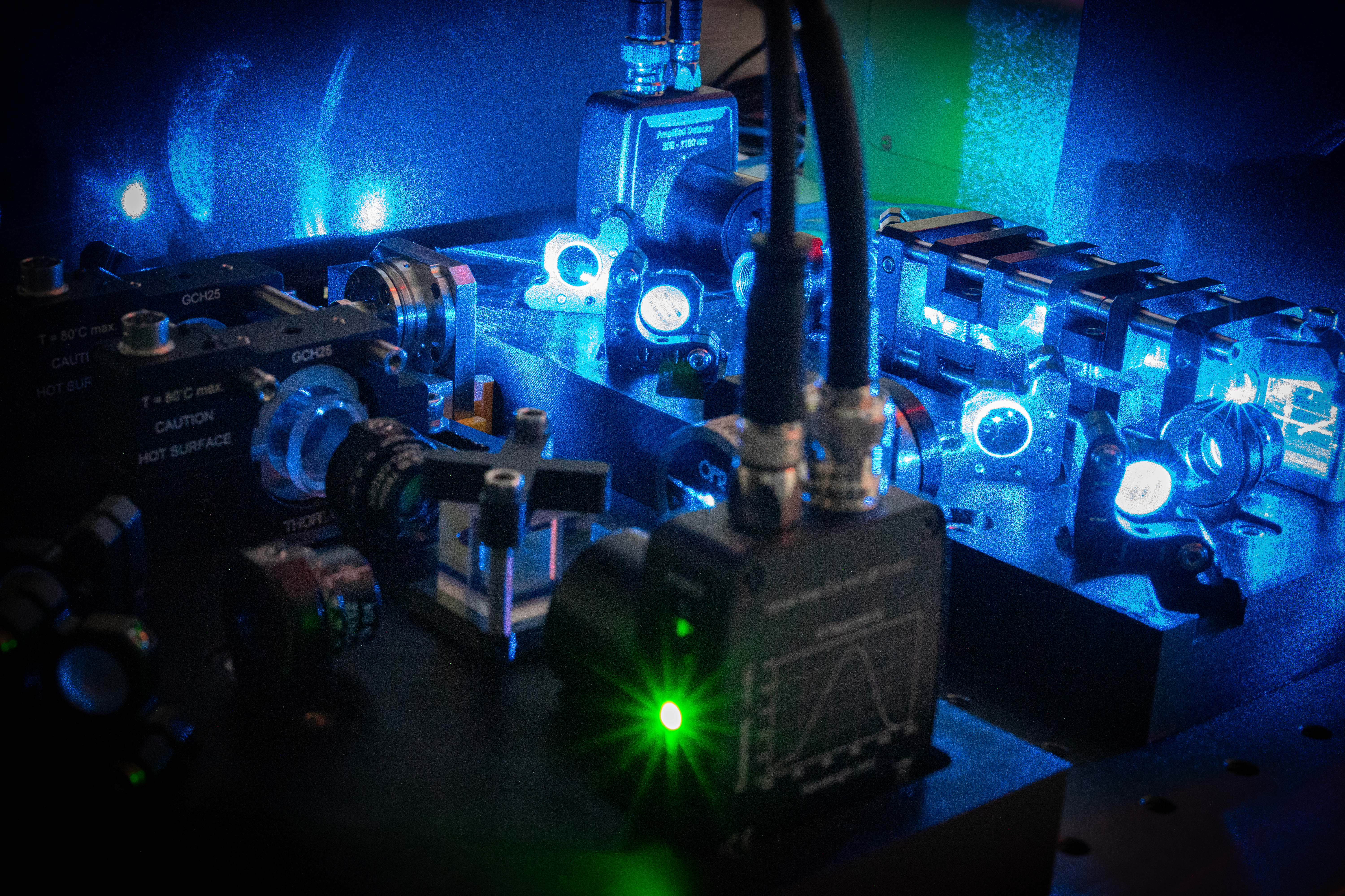 Optical system illuminated by a blue light