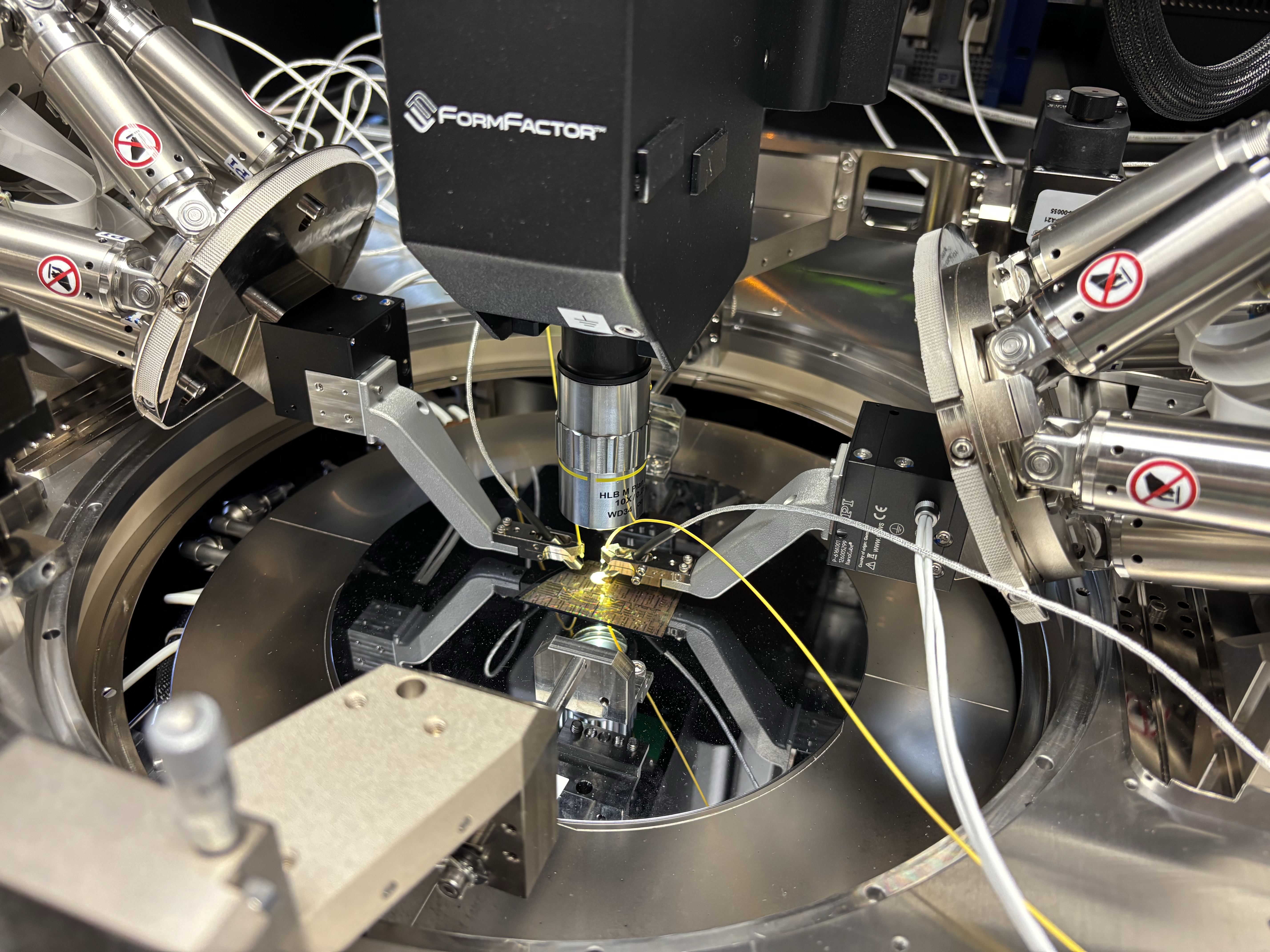 Close up of automated wafer test station